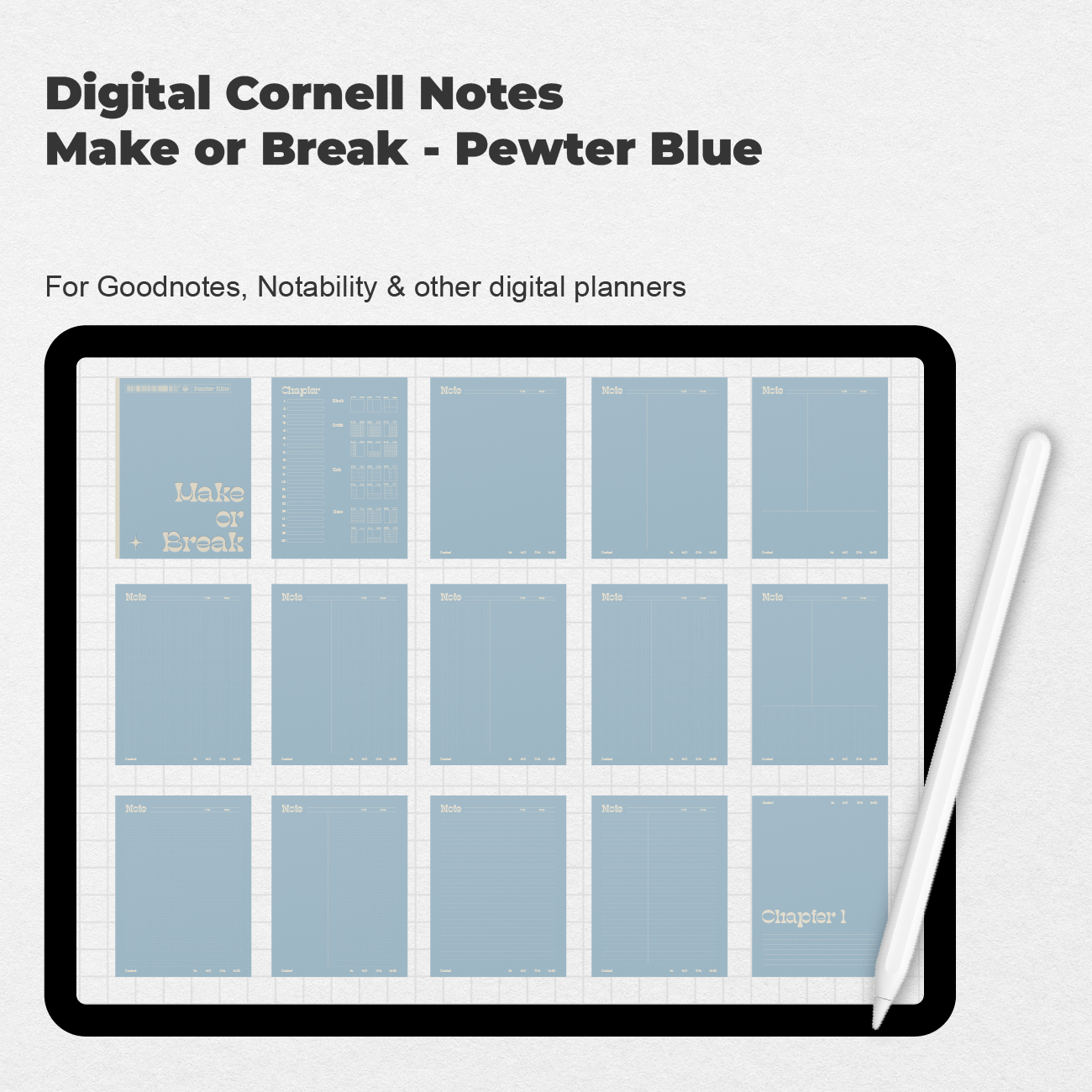 Digital Cornell Notes Make or Break - Pewter Blue - Stationery Pal