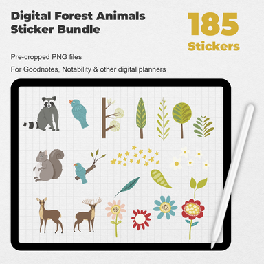 185 Digital Forest Animals Sticker Bundle - Stationery Pal