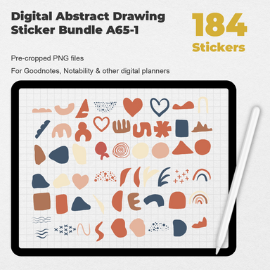 184 Digital Abstract Drawing Sticker Bundle - Stationery Pal
