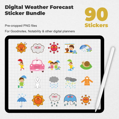 90 Digital Weather Forecast Sticker Bundle - Stationery Pal