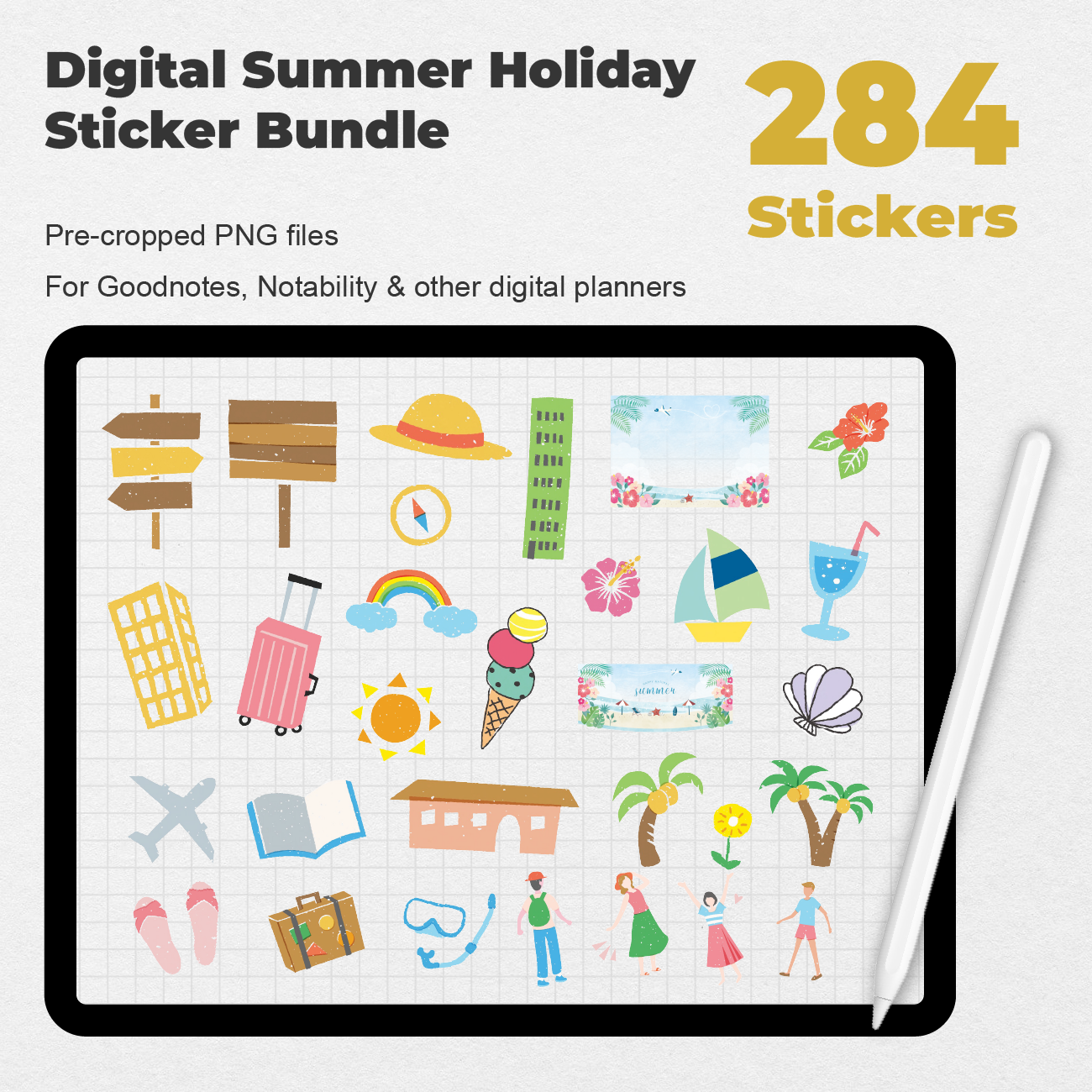 284 Digital Summer Holiday Sticker Bundle - Stationery Pal