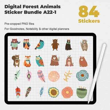 84 Digital Forest Animals Sticker Bundle 1 - Stationery Pal
