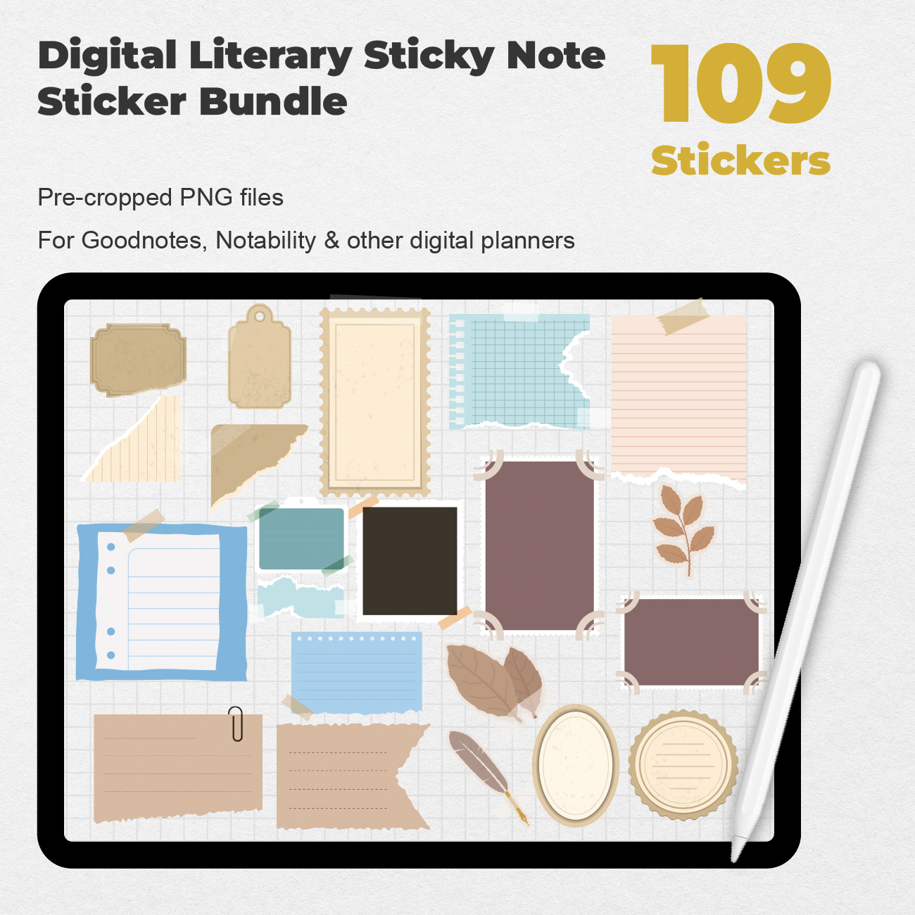 109 Literary Sticky Notes Sticker Bundle - Stationery Pal