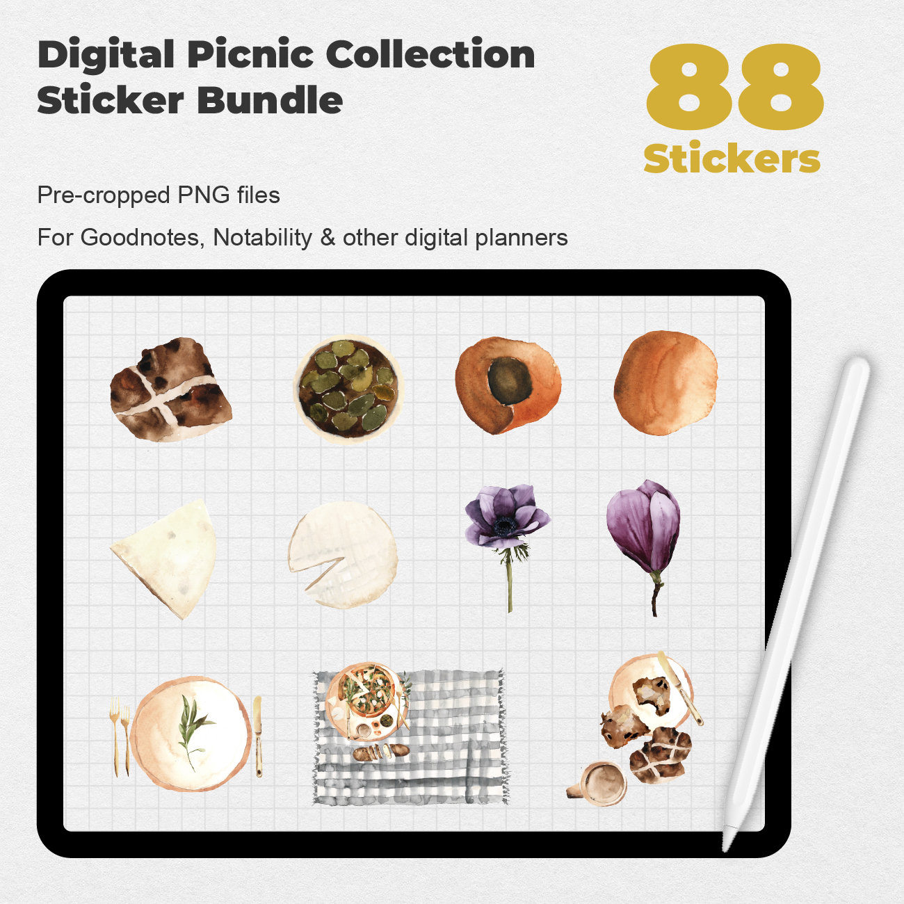 88 Digital Picnic Collection Sticker Bundle - Stationery Pal
