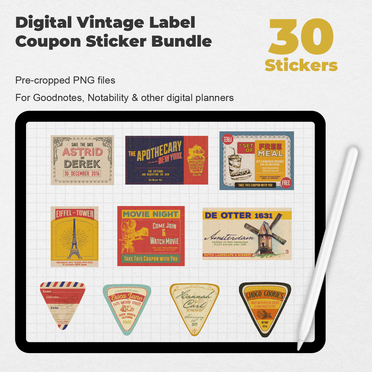 244 Digital Postage Stamps Sticker Bundle — Stationery Pal