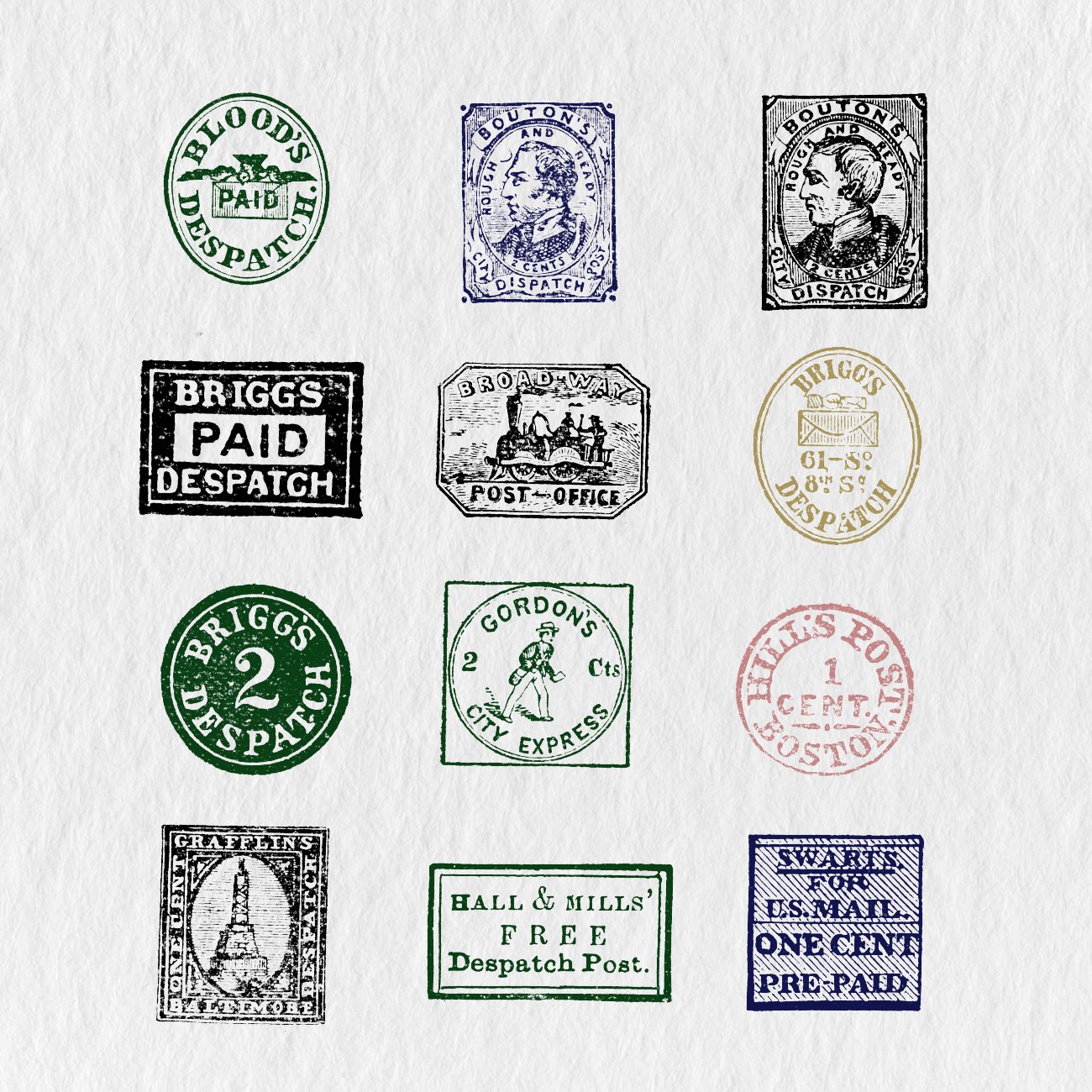 244 Digital Postage Stamps Sticker Bundle