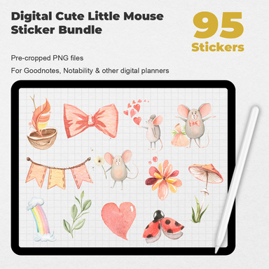 95 Digital Cute Little Mouse Sticker Bundle - Stationery Pal