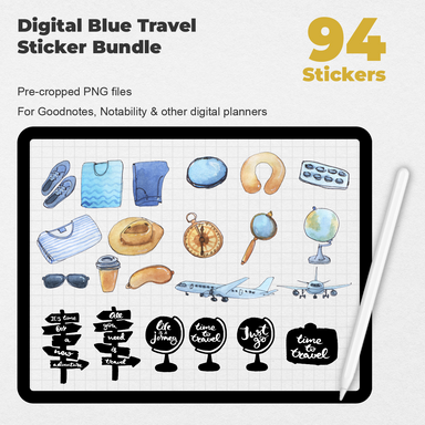 94 Digital Blue Travel Sticker Bundle - Stationery Pal