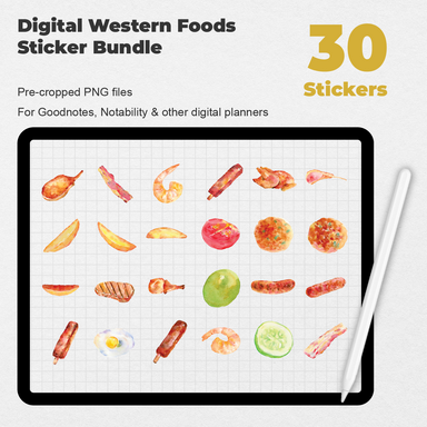 30 Digital Western Foods Sticker Bundle - Stationery Pal