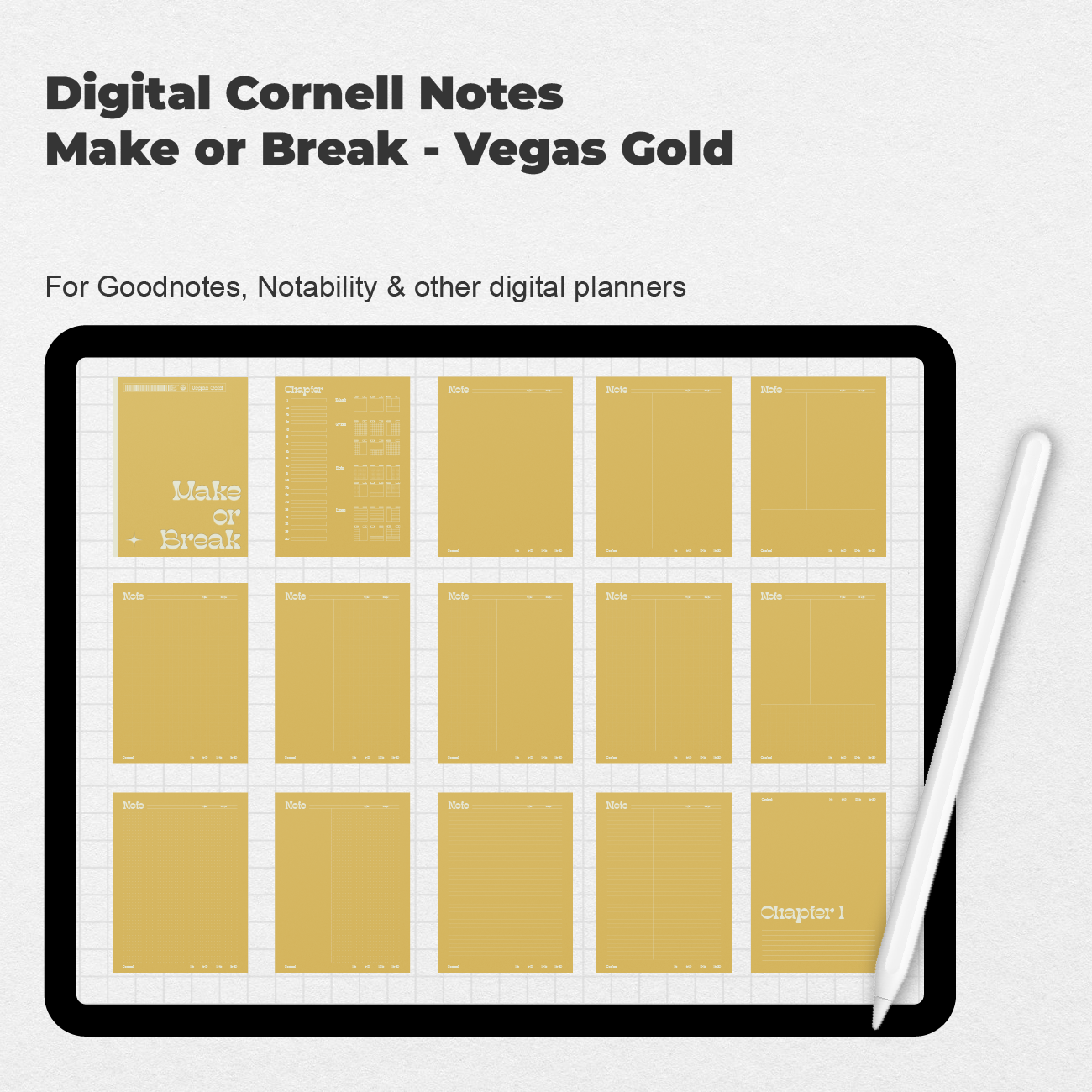 Digital Cornell Notes Make or Break - Vegas Gold - Stationery Pal