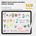 149 Digital Hand-drawn Doodles Sticker Bundle - Stationery Pal