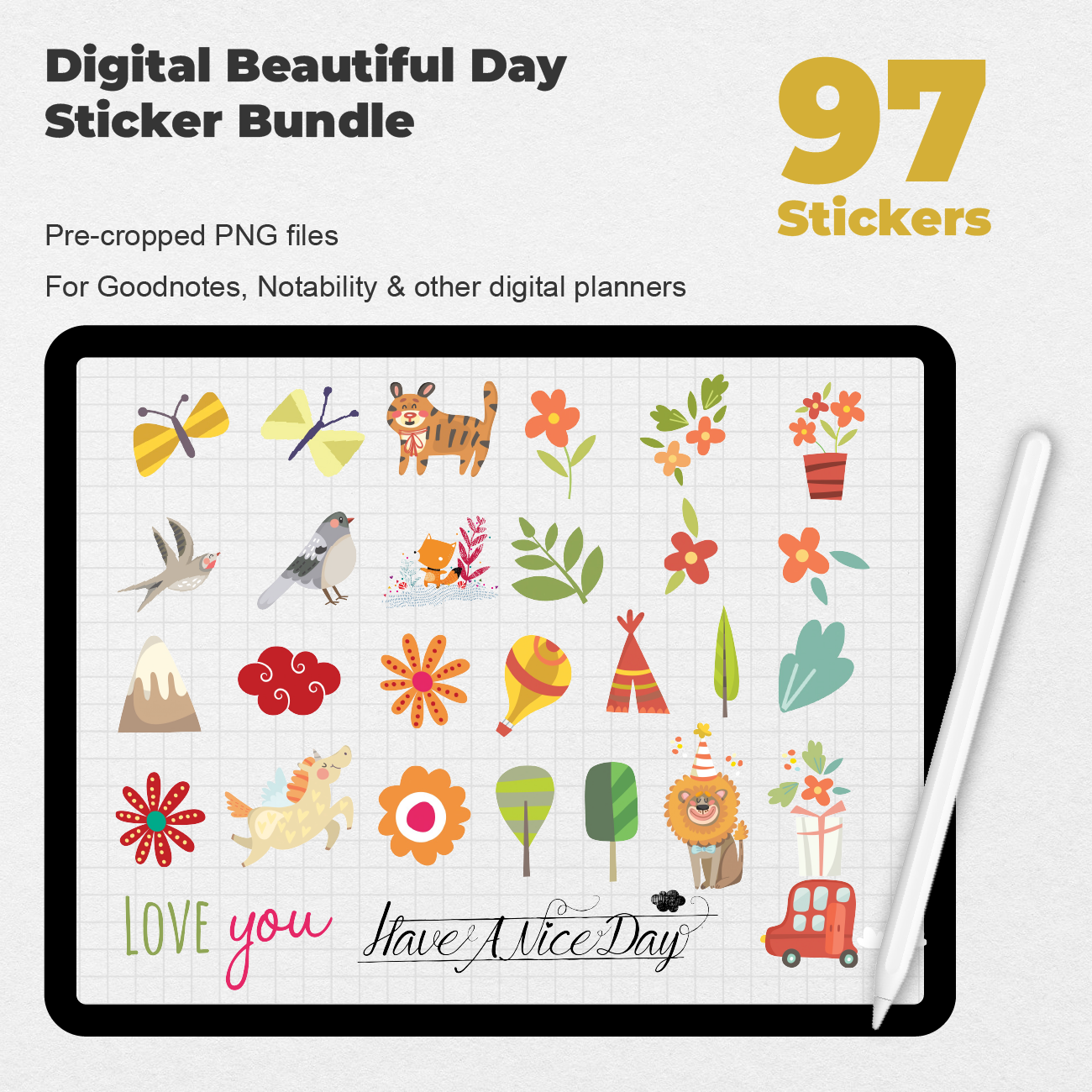 97 Digital Beautiful Day Sticker Bundle - Stationery Pal