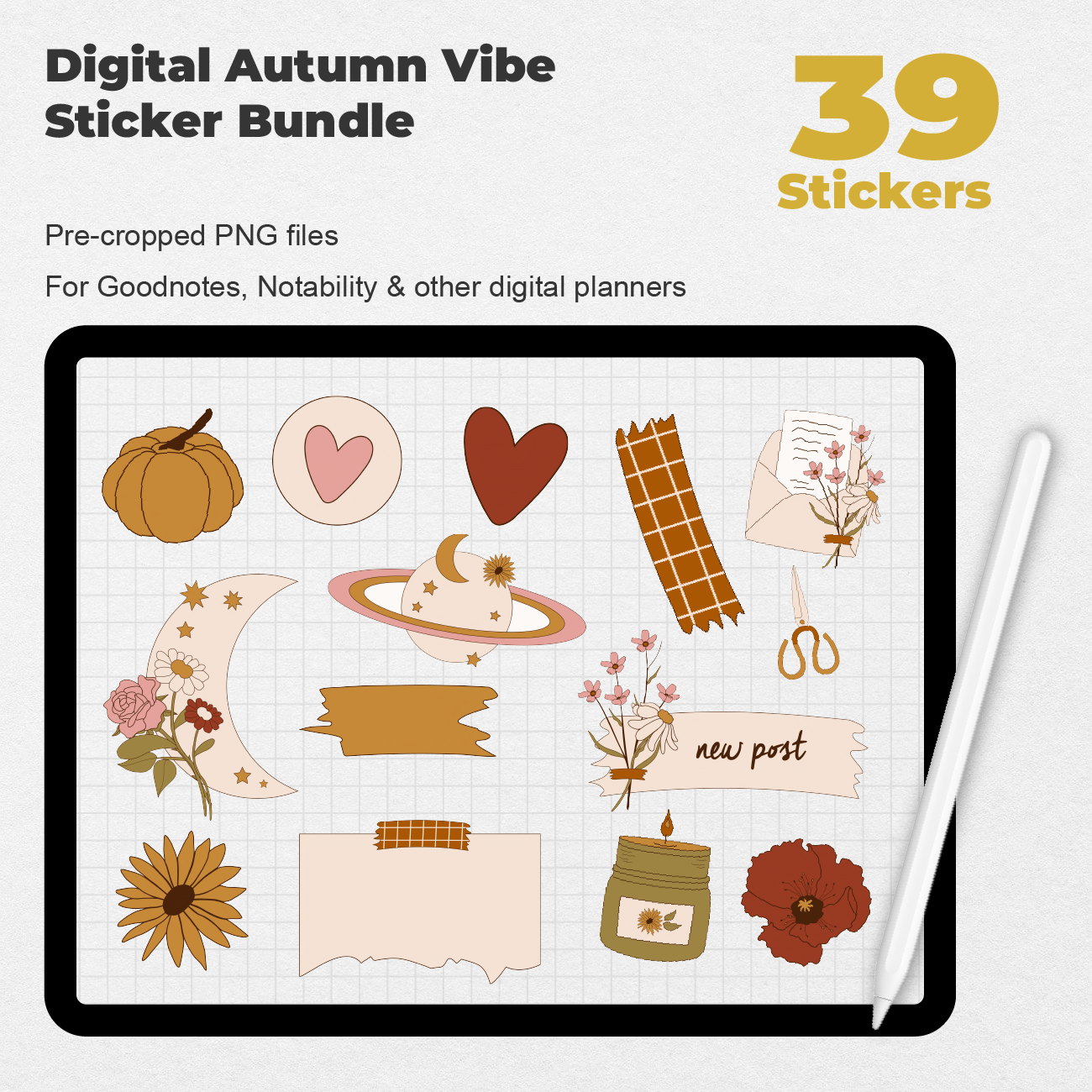 39 Digital Autumn Vibe Sticker Bundle - Stationery Pal