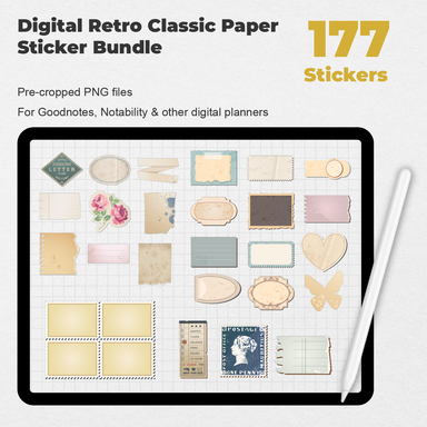 177 Digital Retro Classic Paper Sticker Bundle - Stationery Pal