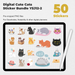 50 Digital Cute Cats Sticker Bundle - Stationery Pal