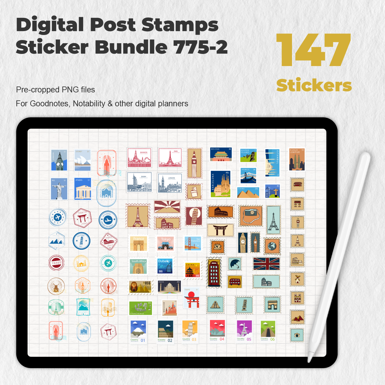 147 Digital Post Stamps Sticker Bundle - Stationery Pal
