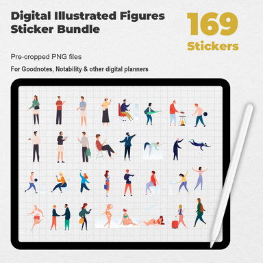 169 Digital Illustrated Figures Sticker Bundle - Stationery Pal