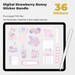 36 Digital Strawberry Bunny Sticker Bundle - Stationery Pal