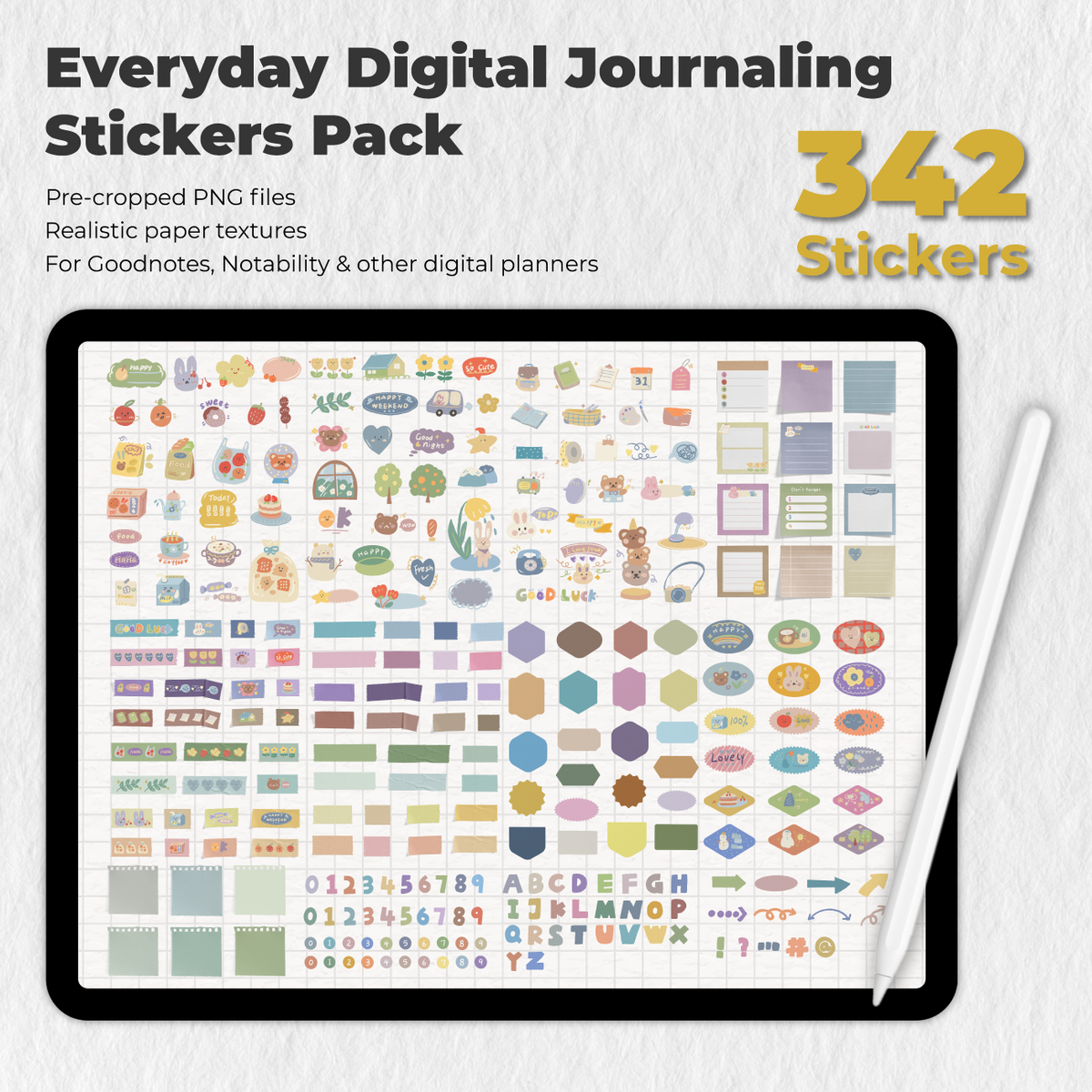 342 Everyday Digital Journaling Stickers Pack — Stationery Pal