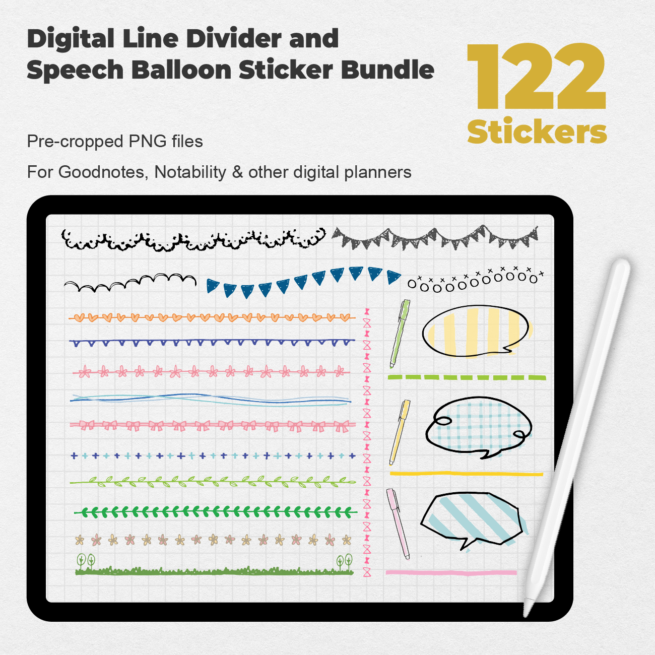 122 Digital Line Divider and Speech Balloon Sticker Bundle