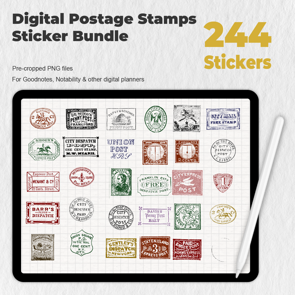 Vintage Stamps Decorative Stickers - Camping — Stationery Pal