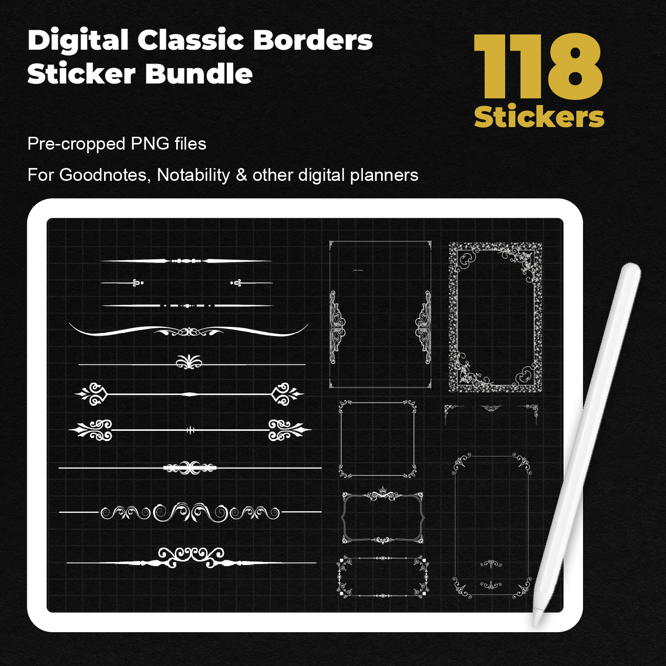118 Digital Classic Borders Sticker Bundle - Stationery Pal