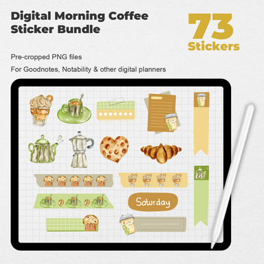 73 Digital Morning Coffee Sticker Bundle - Stationery Pal