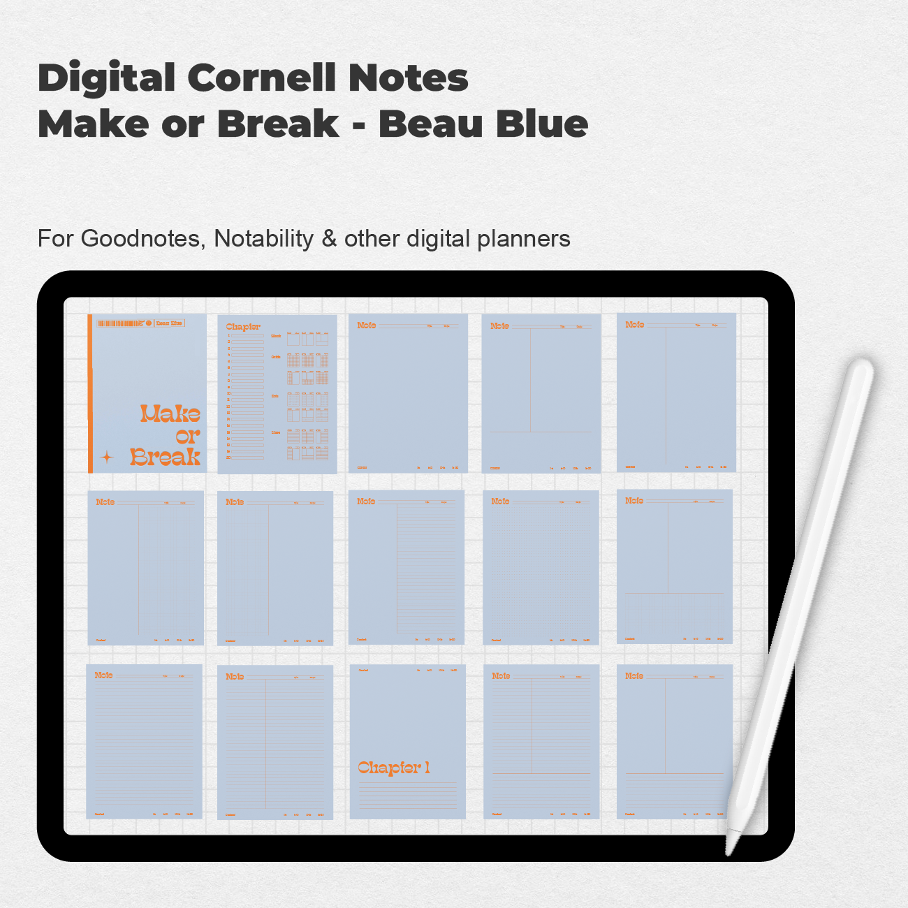 Digital Cornell Notes Make or Break -Beau Blue - Stationery Pal