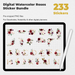 233 Digital Watercolor Roses Sticker Bundle - Stationery Pal