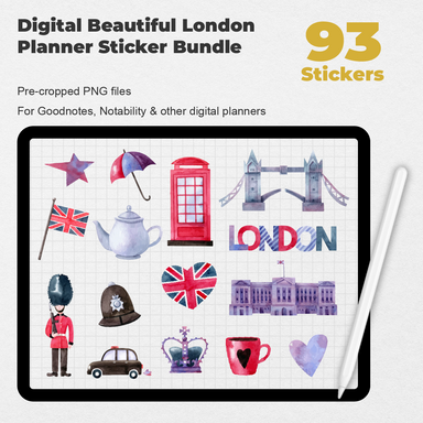 93 Digital Beautiful London Planner Sticker Bundle - Stationery Pal