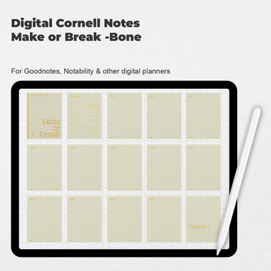 Digital Cornell Notes Make or Break -Bone - Stationery Pal