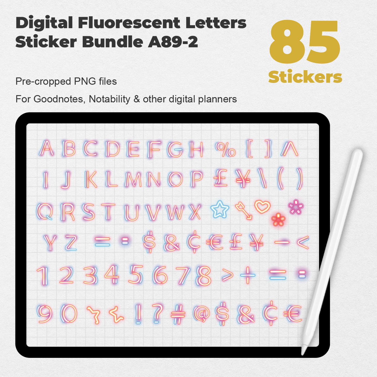54 Digital Vintage Letters and Numbers Sticker Bundle — Stationery Pal