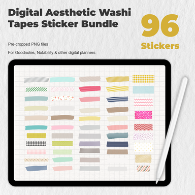 96 Digital Aesthetic Washi Tapes Sticker Bundle - Stationery Pal
