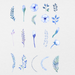 52 Digital Romantic Blue Flower Sticker Bundle - Stationery Pal