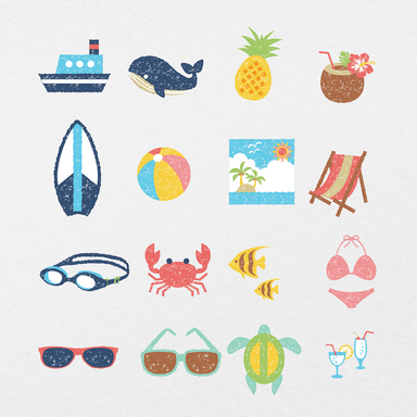 96 Digital Beach Summer Sticker Bundle - Stationery Pal
