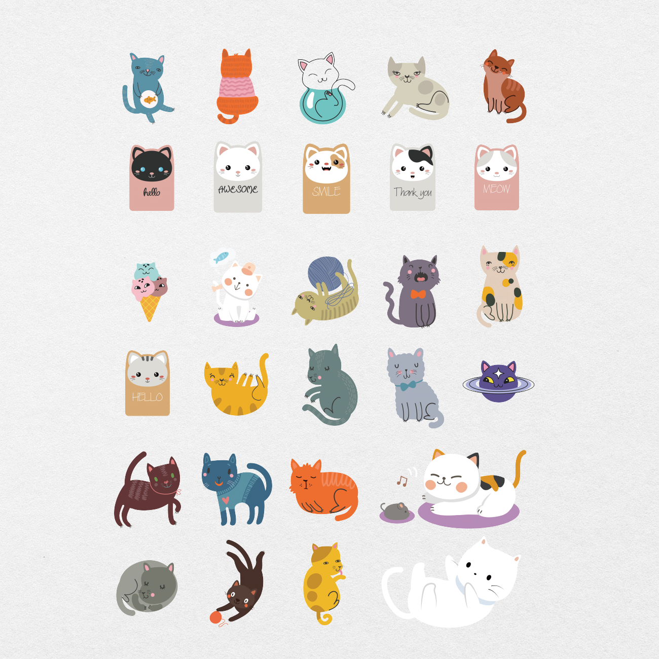 55 Digital Cute Cats Sticker Bundle - Stationery Pal