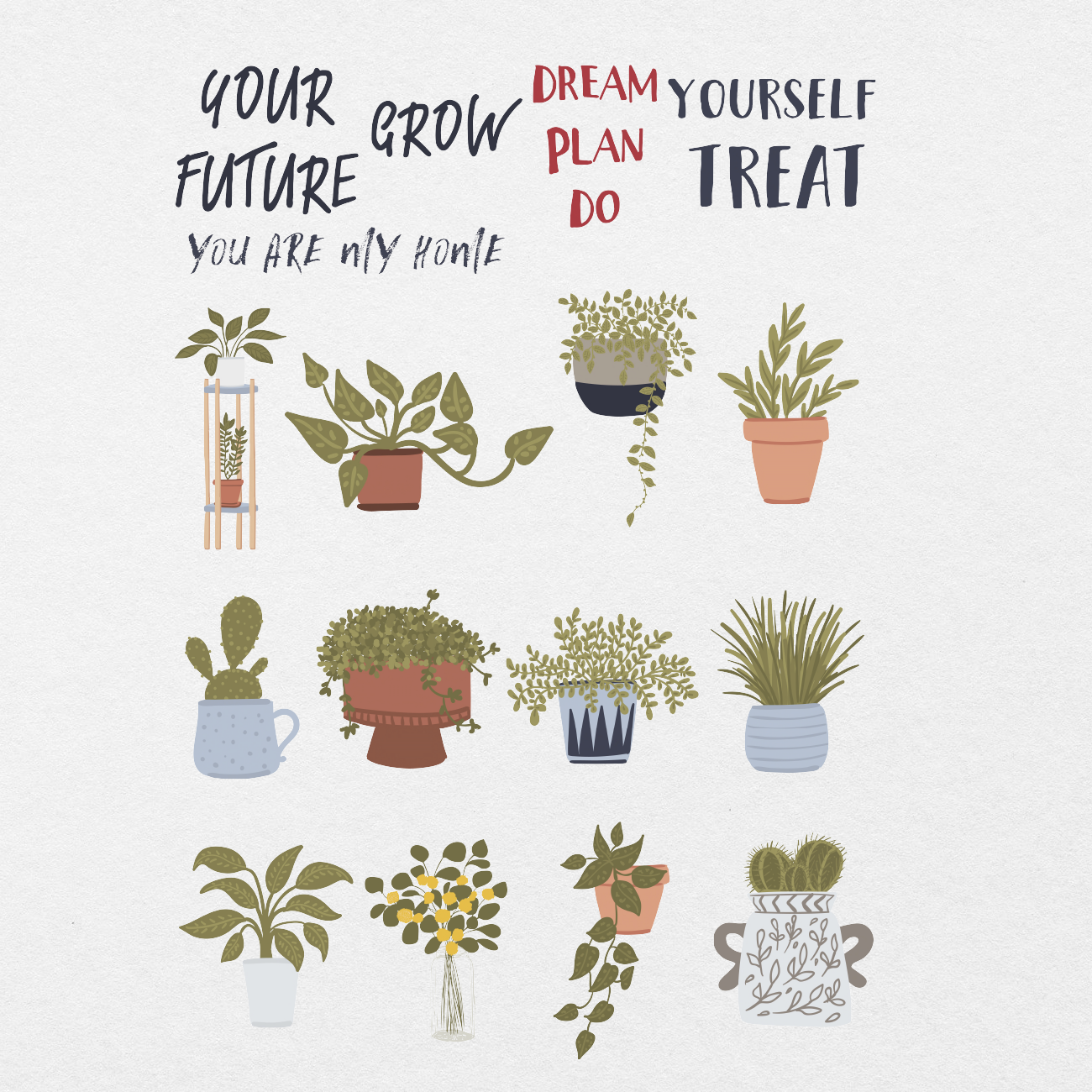 93 Digital Healing Words and Daily Home Sticker Bundle - Stationery Pal