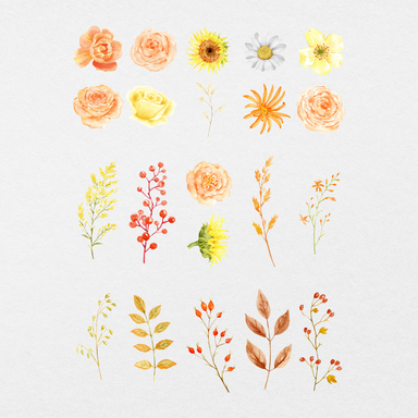 65 Digital Watercolor Sunflower Sticker Bundle - Stationery Pal