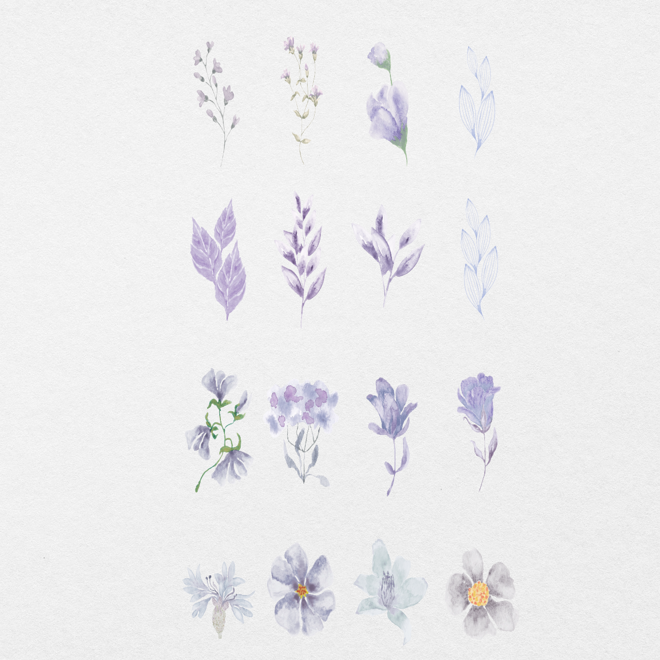 86 Digital Purple Blooming Flower Sticker Bundle - Stationery Pal
