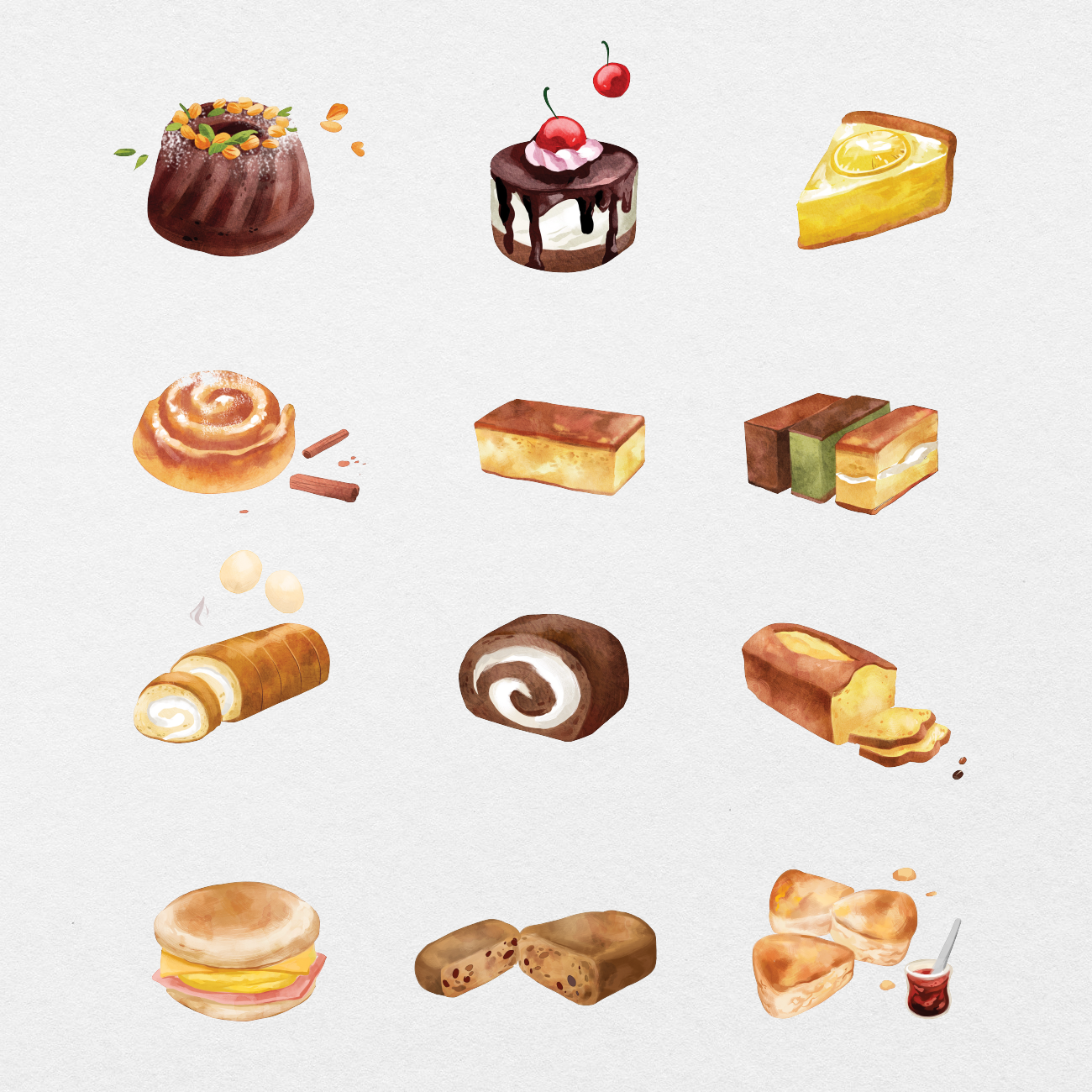 79 Digital Cakes and Breads Gourmet Sticker Bundle - Stationery Pal