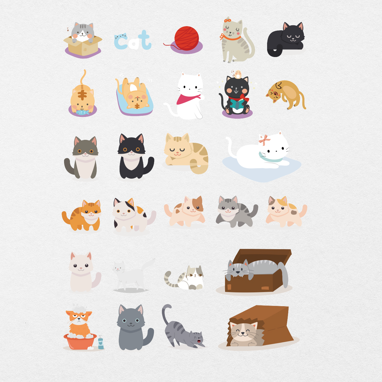 55 Digital Cute Cats Sticker Bundle – Stationery Pal