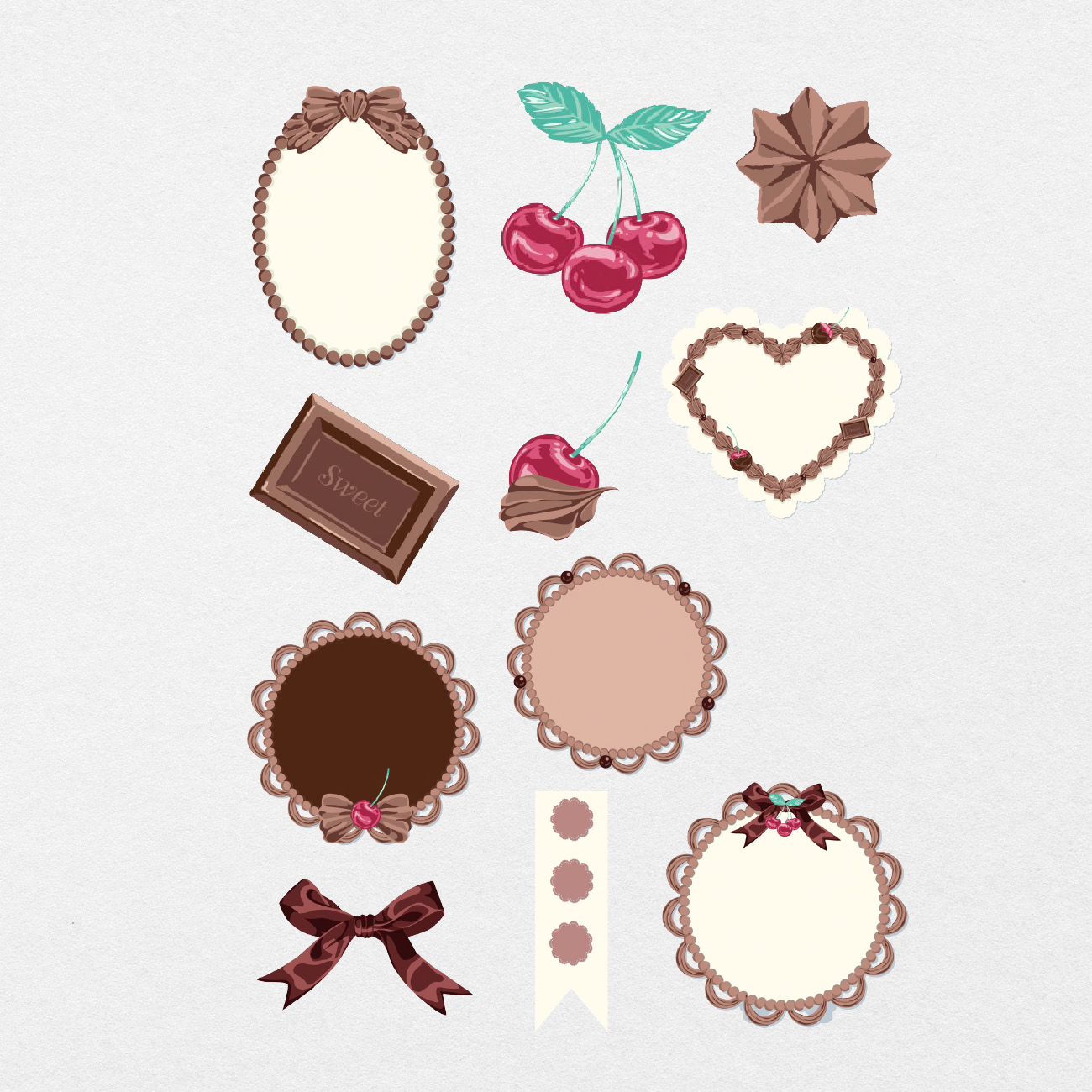 32 Digital Chocolate Cherry Sticker Bundle - Stationery Pal
