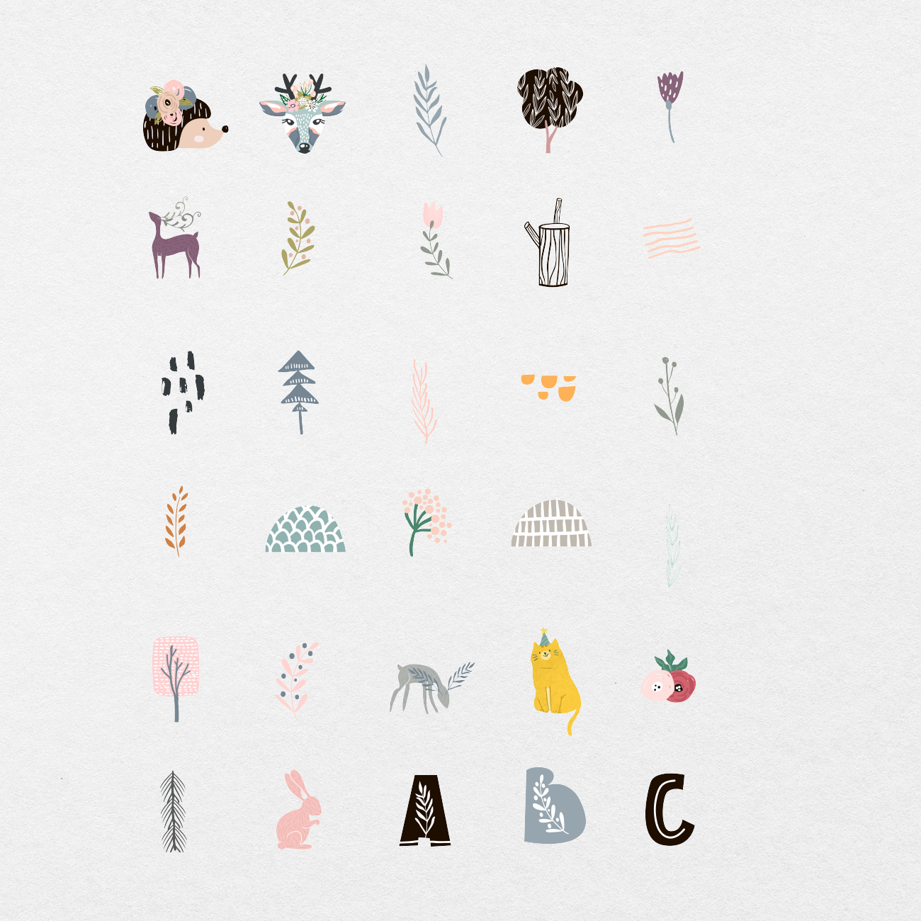 98 Digital Cute Forest Animal Sticker Bundle - Stationery Pal