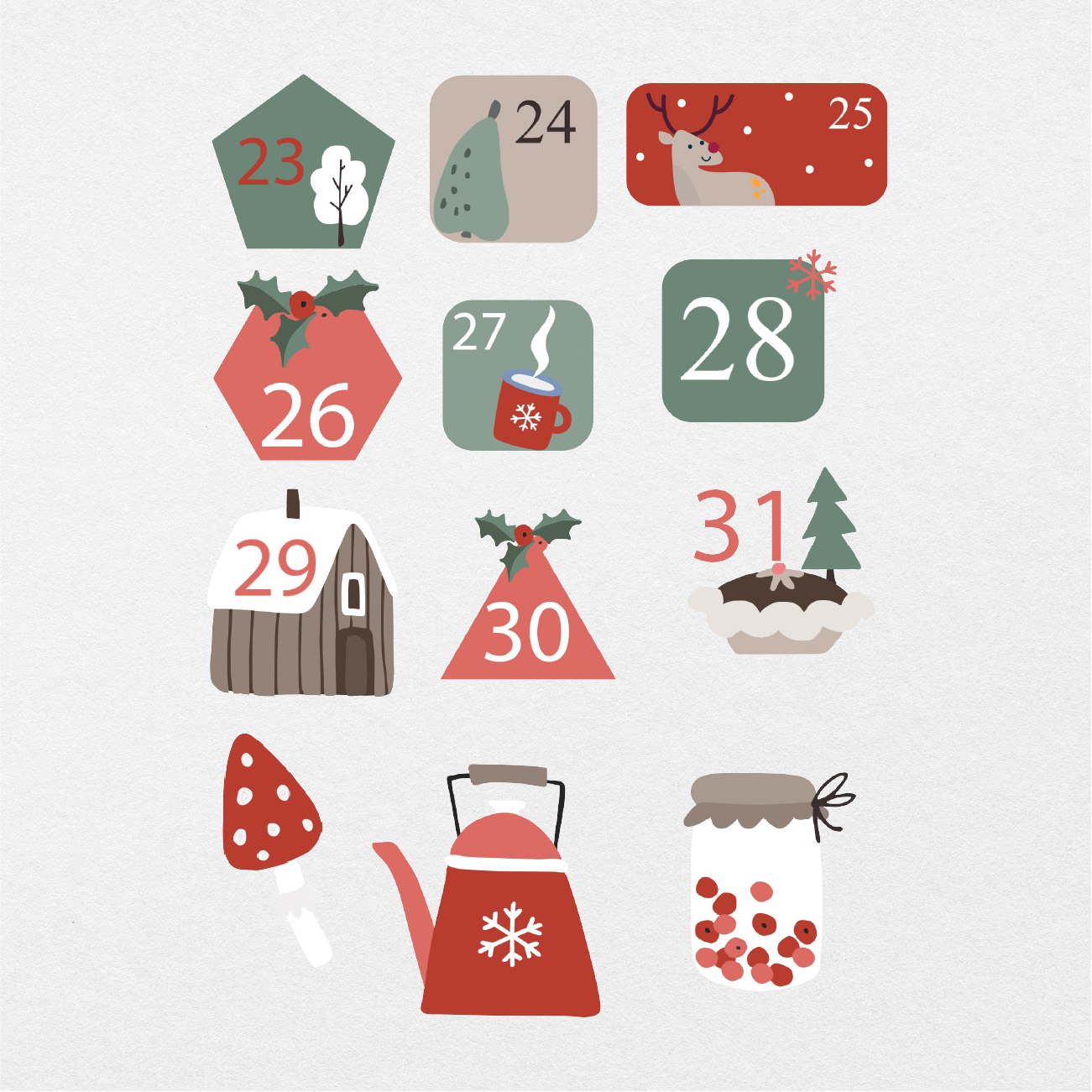 43 Digital Holiday Winter Date Sticker Bundle - Stationery Pal
