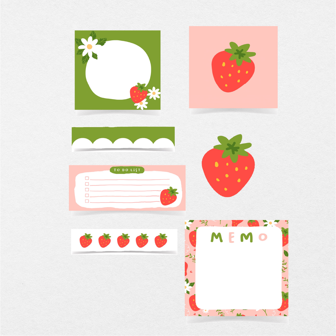 Strawberry Stationery Bundle Washi Tape Stickers Note Pad Eraser