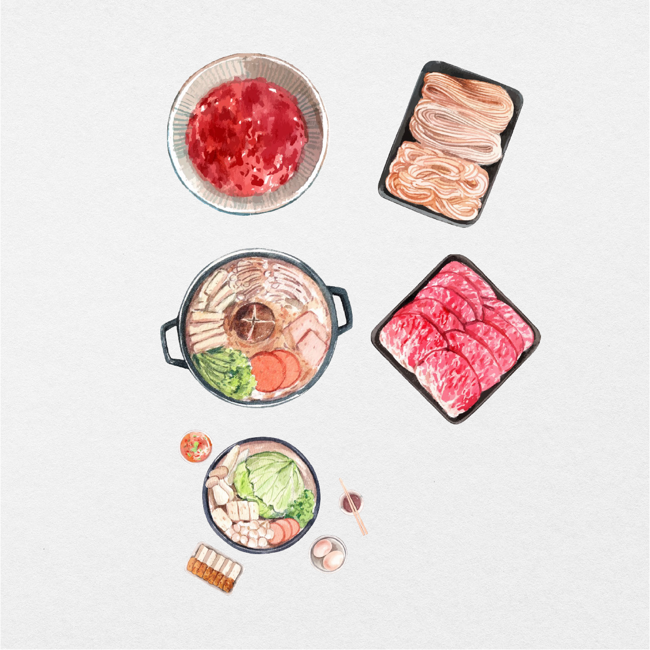 23 Digital Yummy Hot Pot Food Sticker Bundle - Stationery Pal