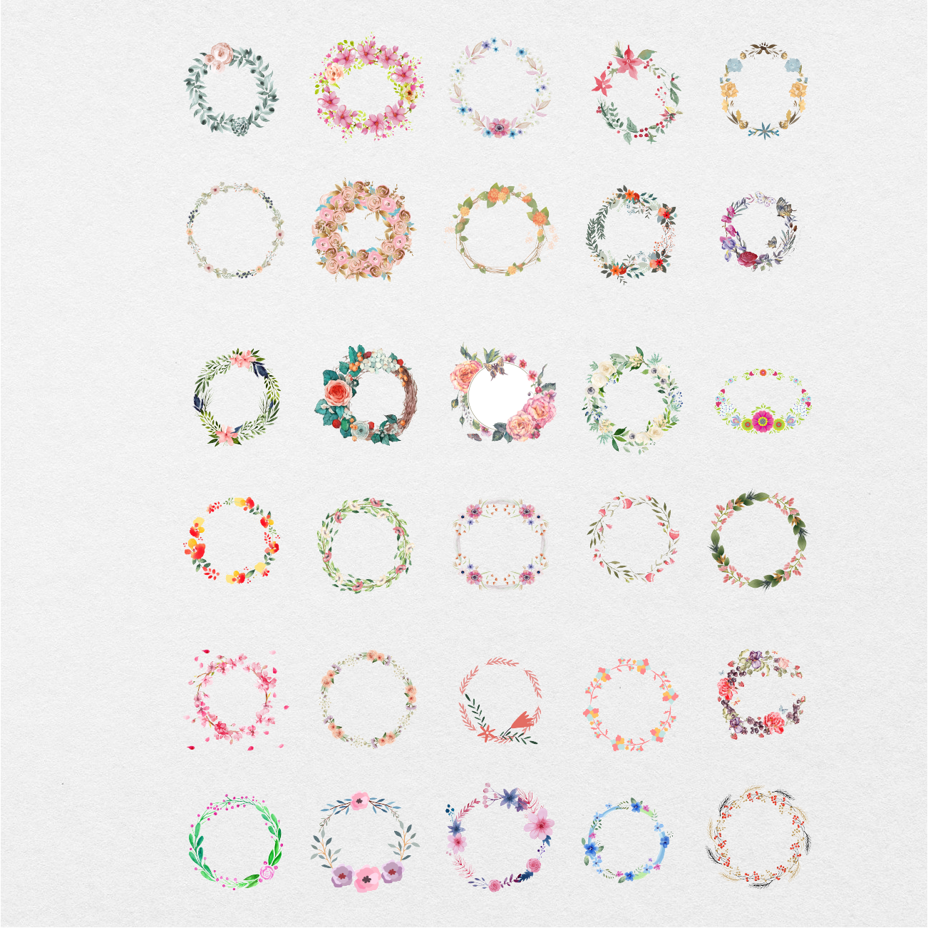 177 Digital Floral Wreath Sticker Bundle - Stationery Pal