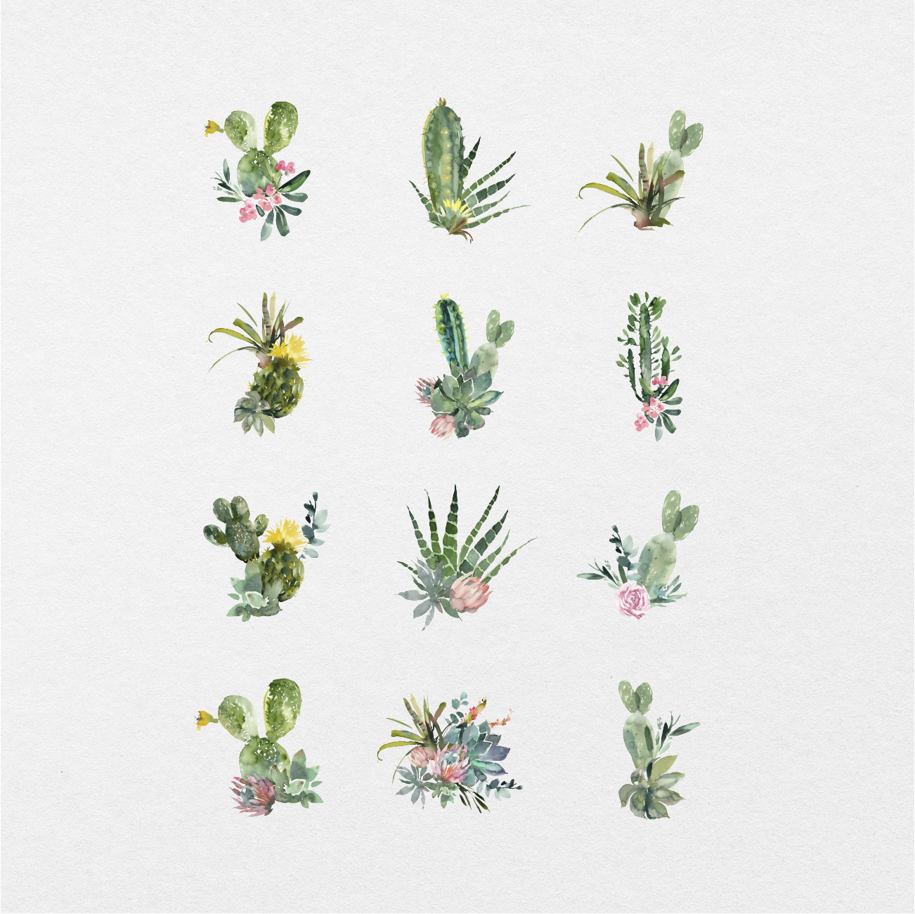 102 Digital Adorable Cactus Plant Sticker Bundle - Stationery Pal