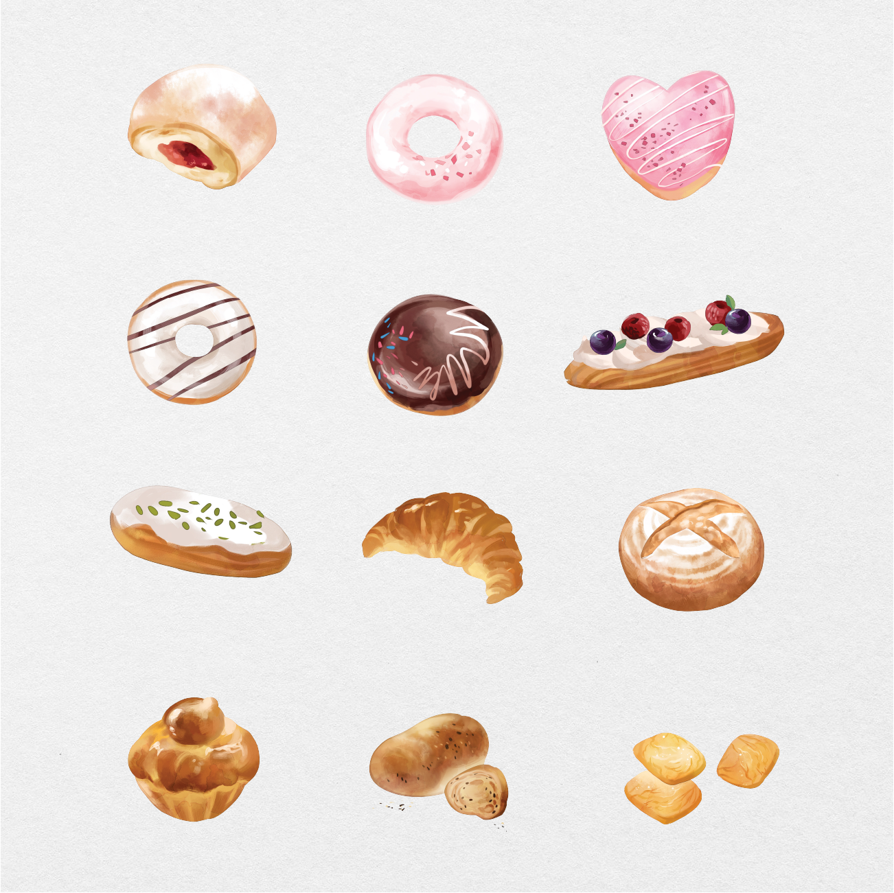 79 Digital Cakes and Breads Gourmet Sticker Bundle - Stationery Pal