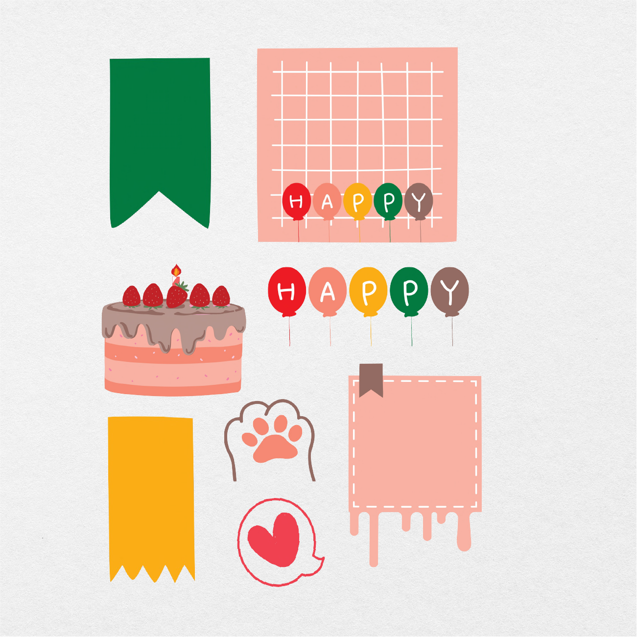 100 Digital Colorful Bear Planner Sticker Bundle - Stationery Pal